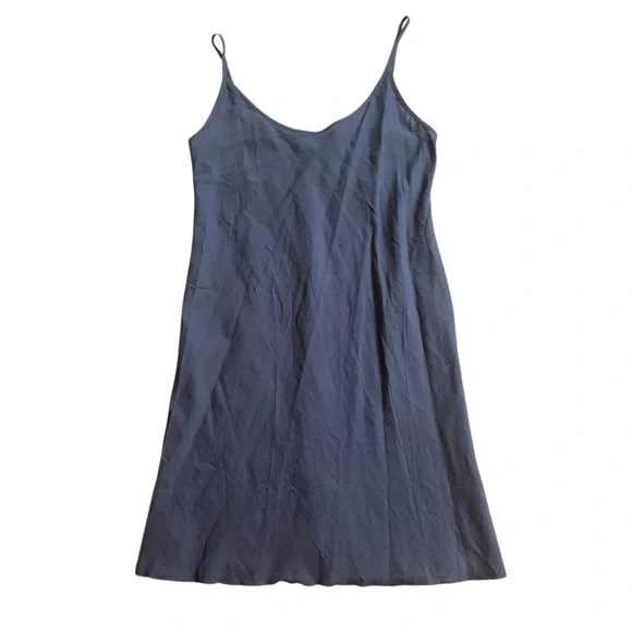 JOHNNY WAS Calme Lightweight Blue Linen Midi Dress with Slip Button Neckline XS - Picture 4 of 10